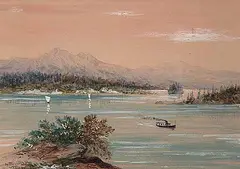 Walter James Baber, Untitled - Steamship Heading Home, 1907, watercolour on paper