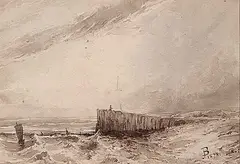 John Thrift Meldrum Burnside, Rocky Headland, 1878, watercolour on paper