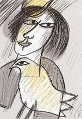 C. van Beverloo Corneille, Untitled - Femme et l'oiseau #E.A., 1996, colour lithograph on paper