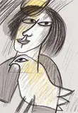 C. van Beverloo Corneille, Untitled - Femme et l'oiseau #E.A., 1996, colour lithograph on paper
