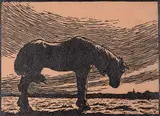 Rodolphe Duguay, Untitled - Autumn Wind or The Old Horse, 1926, wood cut on paper
