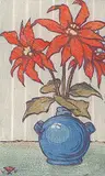Hubert Valentine Fanshaw, Still-Life, Poinsettias, 1930, colour wood block on paper