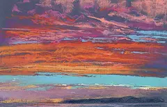 Robert Field, Sunrise, Johnstone Straits, pastel on coloured paper
