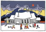 Ted Harrison, Carcross Church #77/150, 1982, colour silkscreen on paper