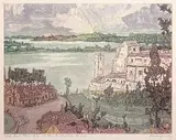Nicholas Hornyansky, Old Fort Chambly on the Richilieu River, colour etching on paper