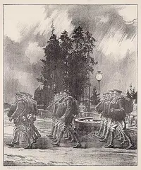 Charles William Jefferys, Departure of the Siberian Battery from Petawawa Camp, 1919, lithograph on paper