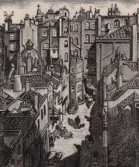 Joyce Malloch, Our Mews, Marylebone, London #18/25, 1959, wood block on paper