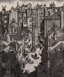 Joyce Malloch, Our Mews, Marylebone, London #18/25, 1959, wood block on paper