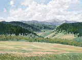Linda Mercer, Valley Shadows, 2003, oil on wood board