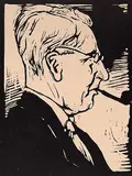 William Nicholson, Untitled - Man with Pipe, relief print on paper