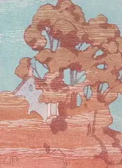 Oak by Walter J. Phillips, 1930, colour wood block on paper, sold Apr 2004