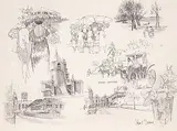 John Everett Secord, Untitled - Studies of Nassau, ink on paper