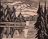 Mary E. Wrinch, Light on the Lake, lino block on paper