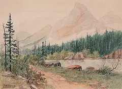 Thomas Harrison Wilkinson, Untitled - Rocky Mountain River, watercolour on paper