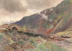 John Arthur Fraser, In the Pass of Brauder, watercolour on paper