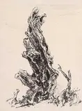 Arthur Lismer, Untitled - Tree Trunk, 1965, ink on paper