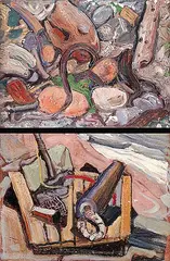 Arthur Lismer, Untitled - Beach Litter/Beach Treasure, 1950, oil on wood board
