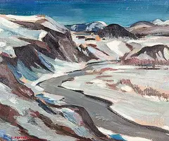 George Douglas Pepper, Spring Break-Up, Gouffre River, P.Q., oil on canvas board