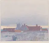 Walter J. Phillips, Wylye Mill Bridge #54/100, 1925, colour wood block on paper