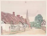 Walter J. Phillips, Bredon Village, 1928, colour wood block on paper