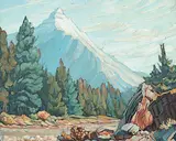 Mount Hector by Margaret Shelton, 1974, oil on canvas board, sold Nov 2003