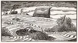Margaret Shelton, Alberta Dustbowl #23/50, 1949, lino block on paper