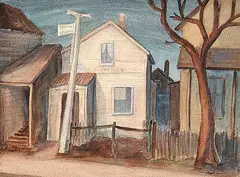 Laundry by John Harold Thomas Snow, 1948, watercolour on paper, sold Nov 2003