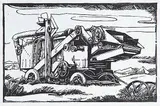 Margaret Shelton, Old Massey Harris, 1983, lino block on paper