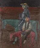 Jesús Carles de Vilallonga Rosell, Don Quijote y Sancho, 1959, oil on hard board