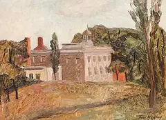 Rose Wiselberg, View of Seminary, at Water Ave., Westmount, Que., oil on paper board