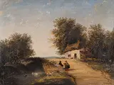 Patrick Nasmyth, Untitled - Conversation on the Bridge, oil on canvas