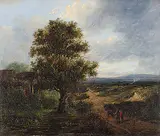 Patrick Nasmyth, Untitled - Couple Walking in a Wooded Lane, 1816, oil on wood panel