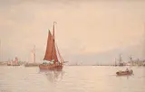 George Stanfield Walters, Dordrecht on the Maas, watercolour on paper