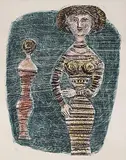 Massimo Campigli, Le Passeggiatrici - Les Promeneuses #80/200, 1957, colour lithograph on paper