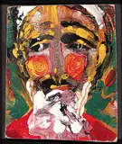 Roy Kiyooka, Untitled - Portrait of a Bearded Man, enamel on paper board