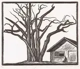 Ernest Caven Atkins, Tree Group #14/26, 1934, wood block on paper
