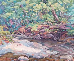 Bill Burns, By the Stream, oil on canvas board