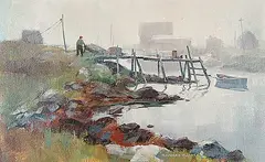 Douglas Ferguson Elliott, Fog at Prospect, Nova Scotia, acrylic on hard board