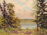 Hubert Valentine Fanshaw, The Edge of the Lake, Wasagaming [?], 1938, oil on canvas