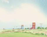 Robert Newton Hurley, Untitled - Grain Elevators in Spring
