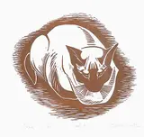 Illingworth Kerr, Cosi Cat #A.P., lino block on paper