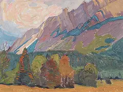 Gary MacMillan, Sawback Range, 1982, oil on hard board