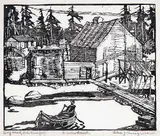 Alexander Johnston Musgrove, Dog Head, Lake Winnipeg, 1930, wood block on paper