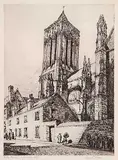 Cyril Power, La Tour Penchee, St. Jean, Caen, 1887, etching on paper