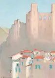 Leonard Richmond, Untitled - Ancient Village, pastel on paper