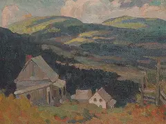 Henry John Simpkins, Untitled - Across the Valley, oil on canvas board