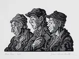 James Agrell Smith, Three Men #47/50, wood block on paper
