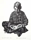 James Agrell Smith, Boy with a Book #49/50, wood block on paper