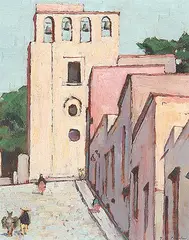 Frederick Bourchier Taylor, In San Miguel de Allende, 1954, oil on wood board