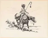Gerald T. Tailfeathers, Just a Ridin', Blackfoot, 1959, ink on paper